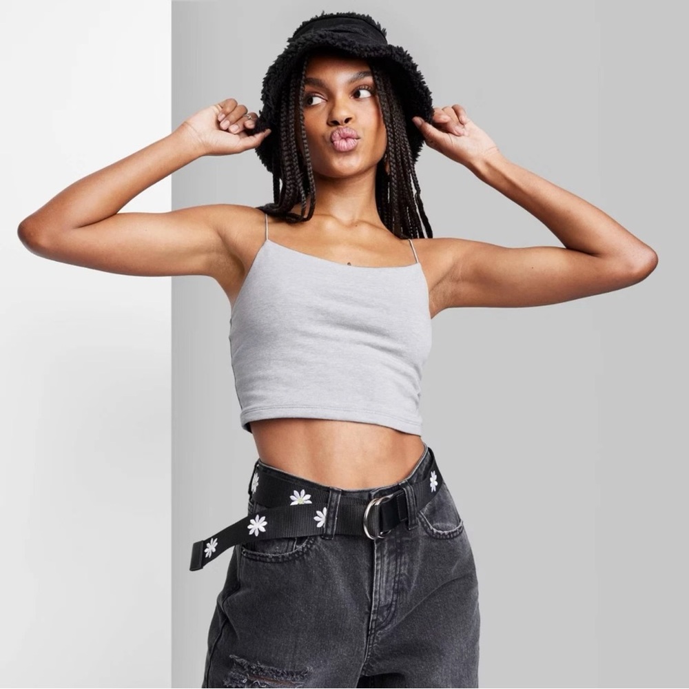 Wild Fable Light Grey Cropped Tank Top M